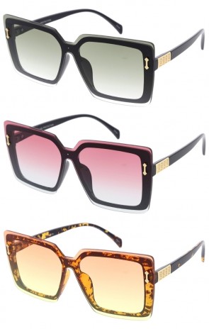 Fashion Metal Detail Rimless Square Wholesale Sunglasses