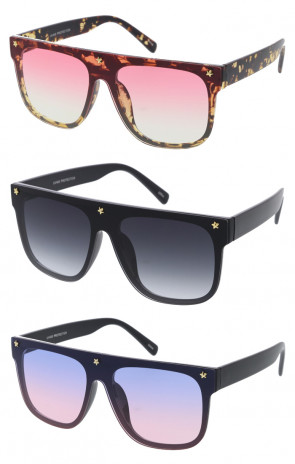 Oversize Luxury Fashion  Star Detail Horned Rimmed Wholesale Sunglasses