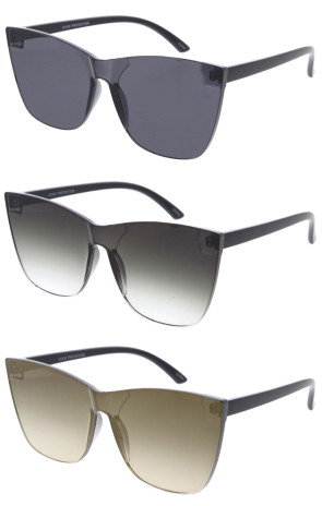 Sassy Oversized Monolens Cat Eye Wholesale Sunglasses 66m