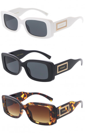 VIVANT Chunky Neutral Colored Lens Square Wholesale Sunglasses 50mm