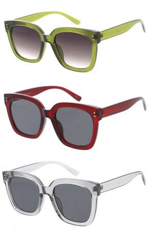 Oversize Neutral Tone Square Horn Rimmed Wholesale Sunglasses 54mm
