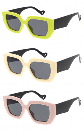 Matte Front Two-Tone Retro Square Wholesale Sunglasses 52mm
