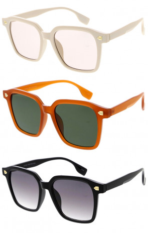 Oversize Decorated Rivet Square Rimmed Wholesale Sunglasses 55mm