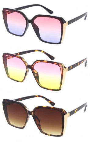 Oversize Side Metal Trim Accent Square Wholesale Sunglasses 61mm