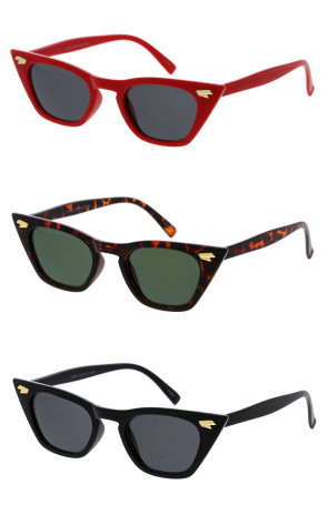 Retro Metal Detail Accent Cat Eye Wholesale Sunglasses 47mm