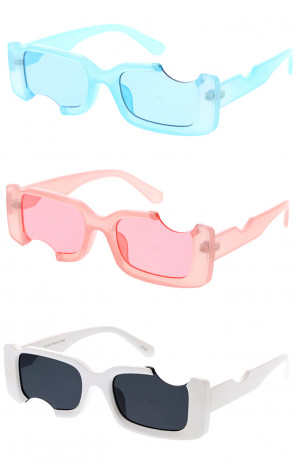 Retro Inspired Circle Cut Out Square Wholesale Sunglasses 51mm