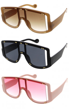Fashion Square Designer Cut Out Rimmed Wholesale Sunglasses 60mm
