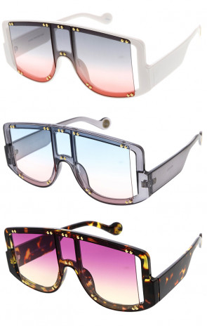 Colorful Fashion Square Designer Cut Out Rimmed Wholesale Sunglasses 60mm