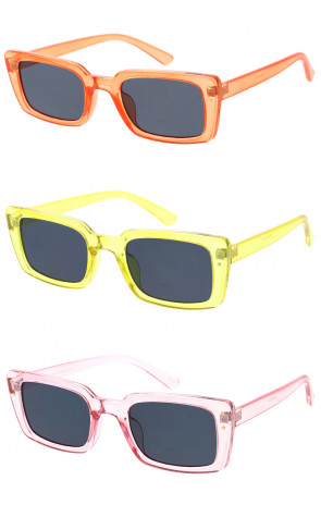 Translucent Frame Retro Inspired Square Flat Lens Wholesale Sunglasses 51mm