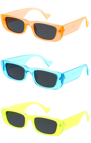 Translucent Neon Retro Rectangle Wholesale Sunglasses 51mm