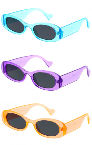 90s Neon Translucent Frame Oval Wholesale Sunglasses 50mm