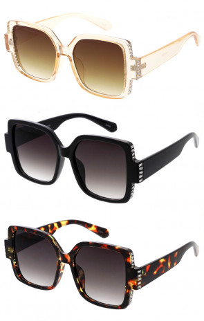Studded Side Temple Oversized Square wholesale Sunglasses 52mm