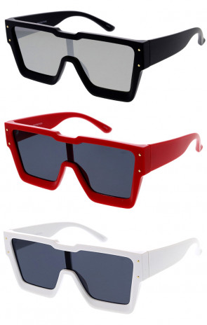 Futuristic Square Rimmed Shield Wholesale Sunglasses 65mm