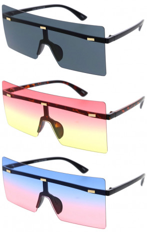 High Fashion Flat Top Shield Wholesale Sunglasses 72mm
