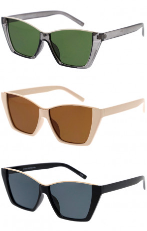 Modern Two-Tone Plastic Frame Cat Eye Wholesale Sunglasses 55mm