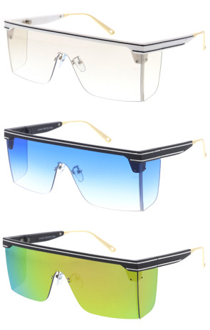 Flat Top Shield Side Cover Square Wholesale Sunglasses 71mm