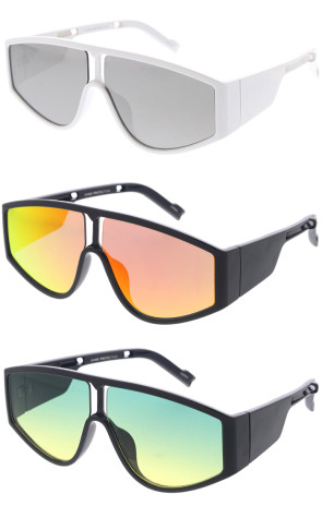 Sleek Aviator Wide Lens Square Wholesale Sunglasses 63mm