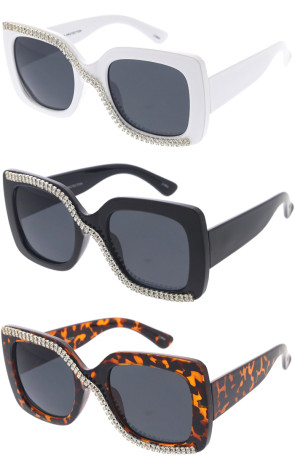 Glam Rhinestones Decorated Oversized Square Wholesale sunglasses 53mm