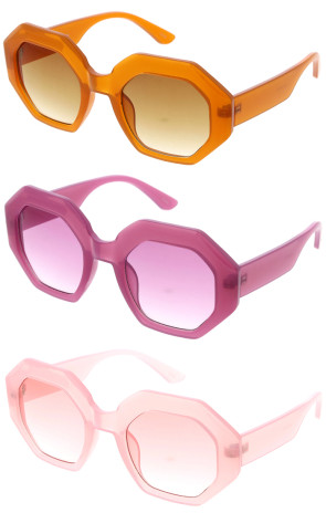 Geometric Oversized Chunky Fit Gradient Wholesale Sunglasses 74mm