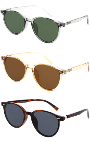 Classy Metal Rivet Slim Horn Rimmed Wholesale Sunglasses 54mm