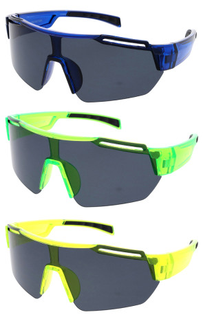 Sporty Wraparound Style Shield Wholesale Sunglasses 74mm