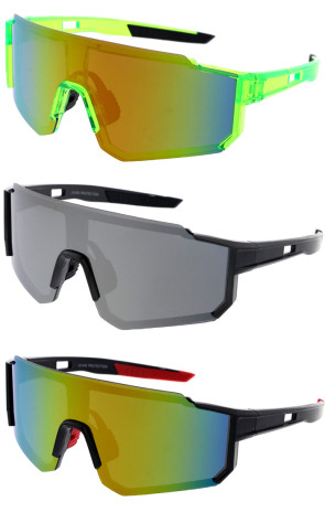 Active Sport Mirrored Lens Shield Wholesale Sunglasses 76mm
