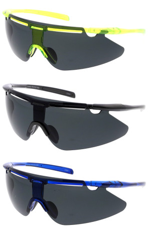 Sporty Mirrored Cut Outdoor Action Sports Wholesale Sunglasses 110mm