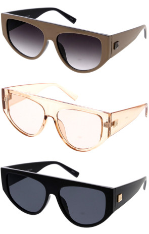 Chunky Plastic Frame Flat Top Retro Wholesale Sunglasses 65mm