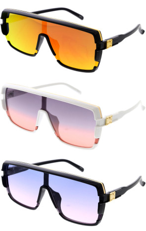 Luxe Shield Flat Top Square Wholesale Sunglasses 74mm