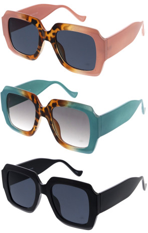Classy Neutral Colored Chunky Square Wholesale Sunglasses