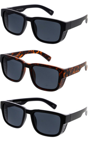 Horn Rimmed Side Vent Unisex Square Wholesale Sunglasses 55mm