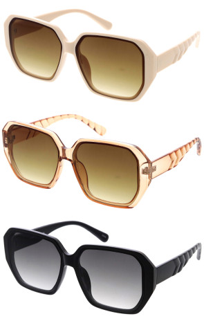 Elegant Arm Detail Square Wholesale Sunglasses 60mm