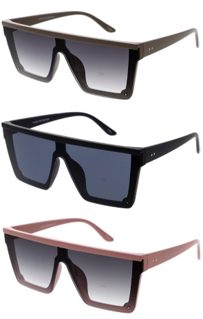 Square Neutral Flat Top Shield Wholesale Sunglasses 70mm