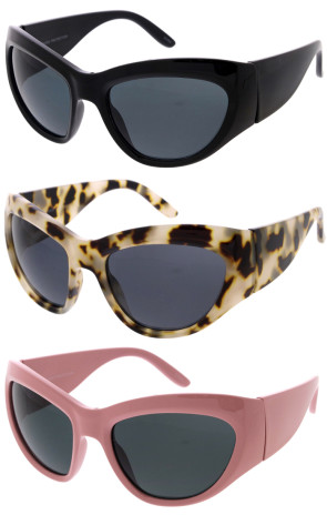 Oversized Thick Rimmed Chunky Arms Sporty Cat Eye Wholesale Sunglases