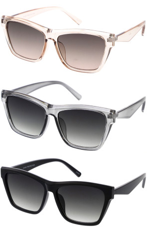Square High Temple Sleek Horn Rimmed Wholesale Sunglasses 55mm