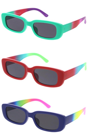 Rainbow Arm Rectangular Plastic Frame Square Wholesale Sunglasses