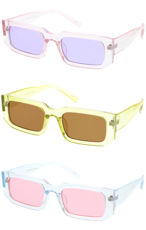 Retro Thick Arms Translucent Crystal Frame Rectangle Wholesale Sunglasses