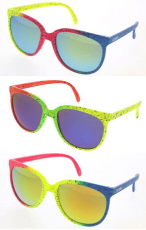 KUSH Rainbow Multicolor Speckled Frame Mirrored Lens Horn Rimmed Wholesale Sunglasses