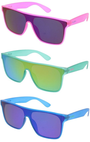 KUSH Neon Color Square Shield Wholesale Sunglasses