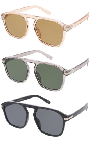 Nose Bridgeless Plastic Frame Temple Detail Aviator Wholesale Sunglasses