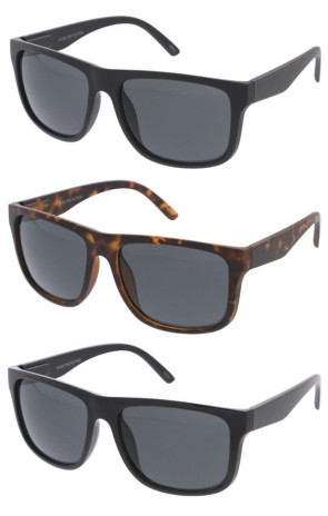 Everyday Active Lifestyle Sleek Smoke Lens Square Horn Rimmed Sporty Wholesale Sunglasses