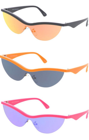 Sleek Semi Rimless Top Frame Round Bottom Cat Eye Wholesale Sunglasses