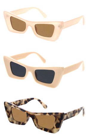 Exaggerated Thick Rimmed Neutral Lens Square Cat Eye Wholesale Sunglasses
