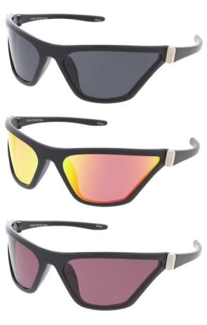 Sleek Geometric Wraparound Sporty Shield Wholesale Sunglasses
