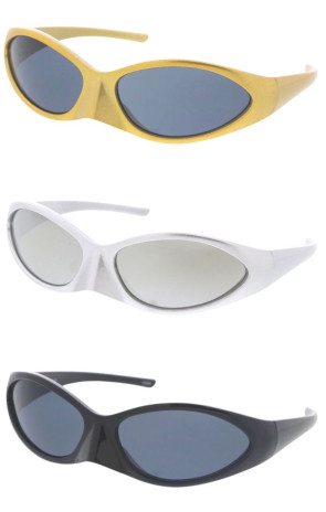 Oval Sporty Trim Retro Style Round Wholesale Sunglasses