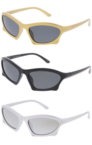 Sleek Plastic Bumpy Frame Wraparound Sporty Wholesale Sunglasses