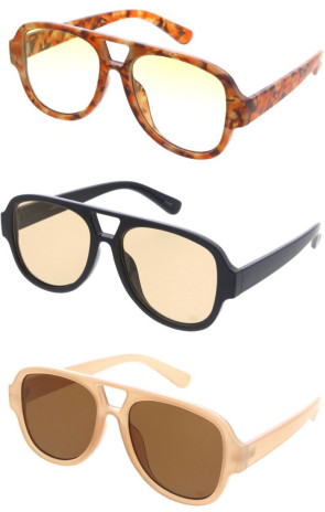 Medium Plastic Frame Square Aviator Wholesale Sunglasses