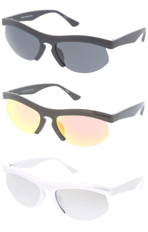 Slim Active Lifestyle Semi Rimless Plastic Frame Sporty Wholesale Sunglasses