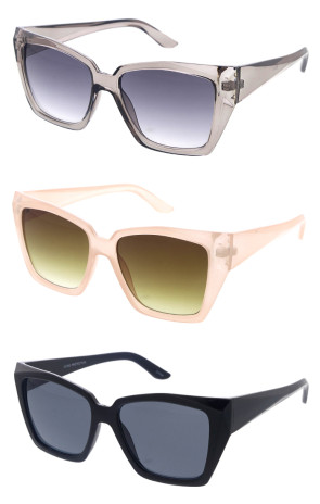 Plastic Bevelled Frame Gradient Lens Geometric Square Wholesale Sunglasses