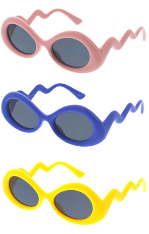 Funky Zig Zag Arms Oval Wholesale Sunglasses